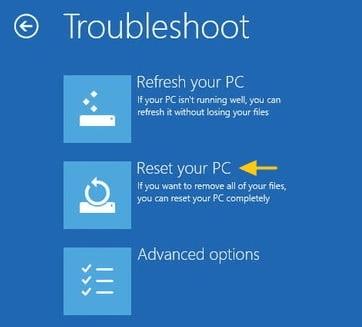 click reset your pc