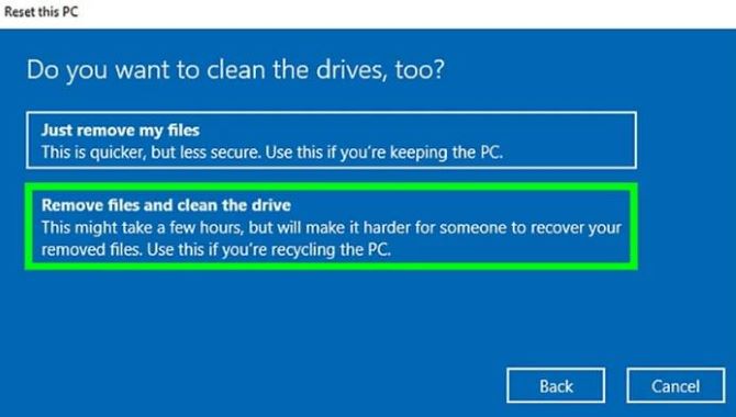remove files and clean the drive