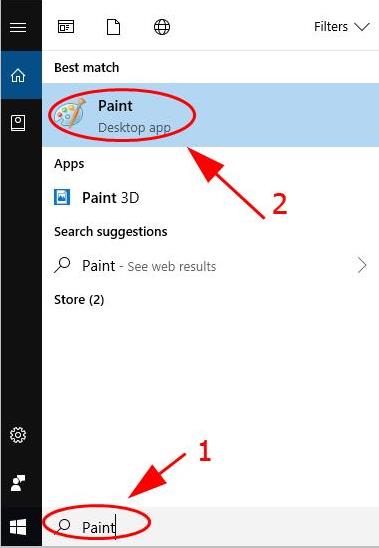 search paint on windows