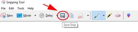 snipping tool click save snip